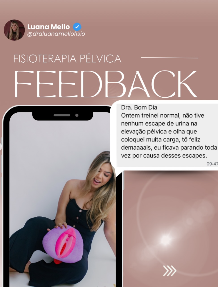 Feedback compartilhado por paciente sobre atividade física e saúde pélvica.